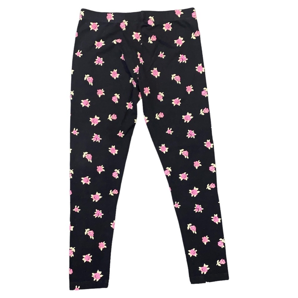 Green Soda Black Floral Print Leggings Youths Large 10-12